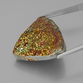 Pirite arcobaleno Multicolore naturale da 26.91 ct, Taglio trillion, Opaco