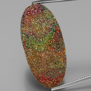 Pirite arcobaleno naturale multicolore da 35,58 ct, taglio ovale, opaco