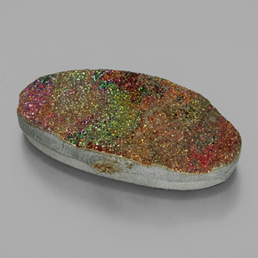 Pirite arcobaleno naturale multicolore da 35,58 ct, taglio ovale, opaco
