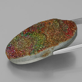 Pirite arcobaleno naturale multicolore da 35,58 ct, taglio ovale, opaco