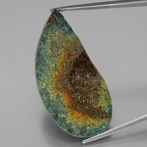 Pirite arcobaleno naturale multicolore da 39,36 ct, forma fantasia, opaco