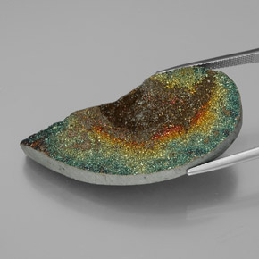 Pirite arcobaleno naturale multicolore da 39,36 ct, forma fantasia, opaco