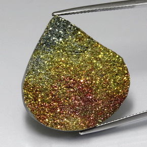 Pirite arcobaleno Multicolore naturale da 33.73 ct, Forma a pera, Opaco