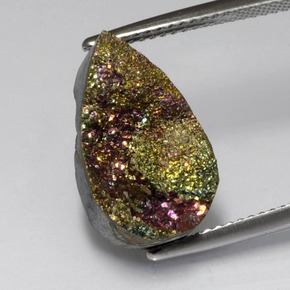 Pirite arcobaleno Multicolore naturale da 7.82 ct, Forma a pera, Opaco