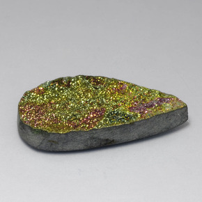 Pirite arcobaleno naturale multicolore da 16,45 ct, taglio a pera, opaco