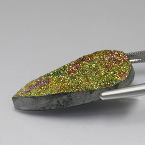 Pirite arcobaleno naturale multicolore da 16,45 ct, taglio a pera, opaco