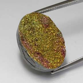 Pirite arcobaleno naturale multicolore da 18,80 ct, taglio ovale, opaco