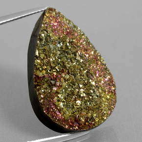 Pirite arcobaleno naturale multicolore da 20,08 ct, taglio a pera, opaco