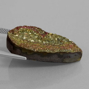 Pirite arcobaleno naturale multicolore da 20,08 ct, taglio a pera, opaco