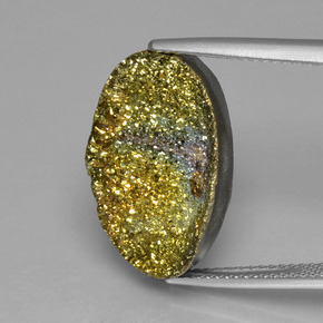 Pirite arcobaleno naturale multicolore da 12,80 ct, taglio ovale, opaco