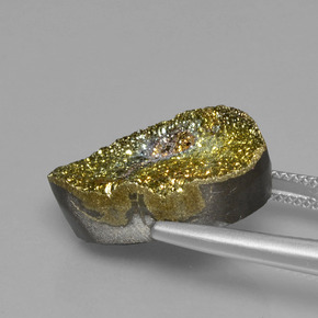 Pirite arcobaleno naturale multicolore da 12,80 ct, taglio ovale, opaco