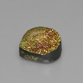 Pirite arcobaleno naturale multicolore da 6,93 ct, taglio a pera, opaco
