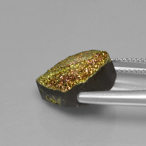 Pirite arcobaleno naturale multicolore da 6,93 ct, taglio a pera, opaco