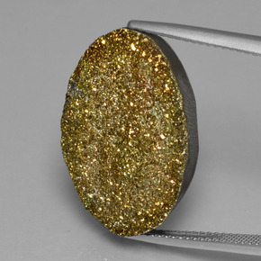 Pirite arcobaleno naturale multicolore da 17,40 ct, taglio ovale, opaco