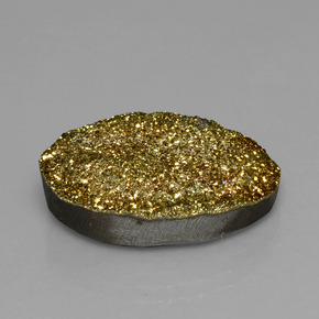 Pirite arcobaleno naturale multicolore da 17,40 ct, taglio ovale, opaco