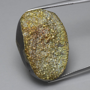 Pirite arcobaleno naturale multicolore da 30,22 ct, taglio ovale, opaco