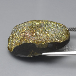 Pirite arcobaleno naturale multicolore da 30,22 ct, taglio ovale, opaco