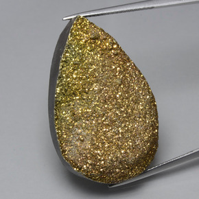 Pirite arcobaleno naturale multicolore da 42,88 ct, taglio a pera, opaco
