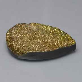 Pirite arcobaleno naturale multicolore da 42,88 ct, taglio a pera, opaco