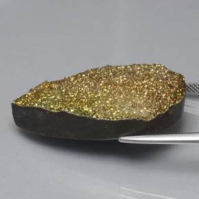 Pirite arcobaleno naturale multicolore da 42,88 ct, taglio a pera, opaco