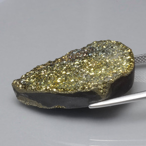 Pirite arcobaleno naturale giallo da 36,37 ct, taglio a pera, opaco