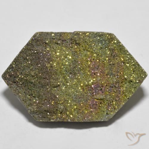 19.90ct Naturale Multicolore Pirite Arcobaleno, Taglio a fantasia, Opaco