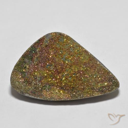 24.00ct Naturale Multicolore Pirite Arcobaleno, Taglio a fantasia, Opaco