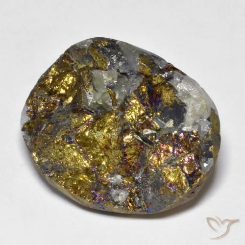 Pirite arcobaleno naturale multicolore da 32,58 ct, forma fantasia, opaco