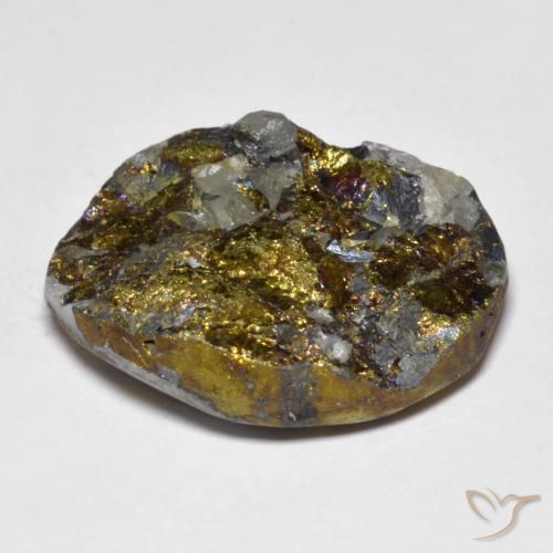 Pirite arcobaleno naturale multicolore da 32,58 ct, forma fantasia, opaco