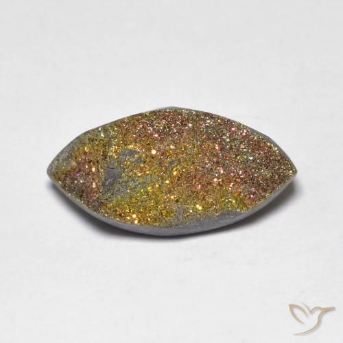 4.38ct Naturale Multicolore Pirite Arcobaleno, Taglio marquise, Opaco