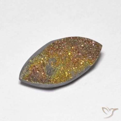 Pirite Arcobaleno Multicolore naturale da 4.38 ct, Taglio marquise, Opaco