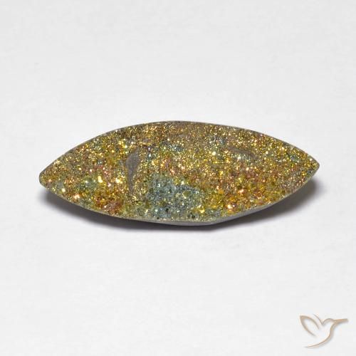 4.60ct Naturale Multicolore Pirite Arcobaleno, Taglio marquise, Opaco