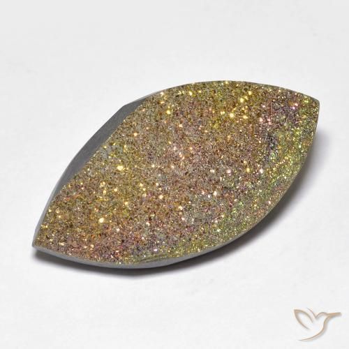Pirite Arcobaleno Multicolore naturale da 14.45 ct, Taglio marquise, Opaco