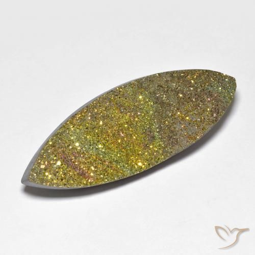 Pirite Arcobaleno Multicolore naturale da 25.96 ct, Taglio marquise, Opaco