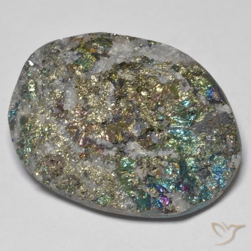 Pirite Arcobaleno Multicolore naturale da 43.56 ct, Taglio a fantasia, Opaco