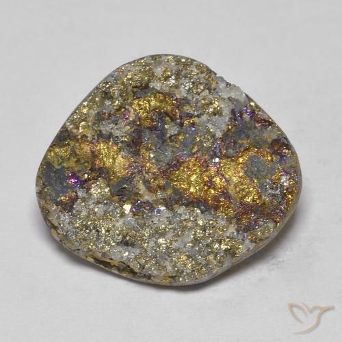 13.36ct Naturale Multicolore Pirite Arcobaleno, Taglio a fantasia, Opaco
