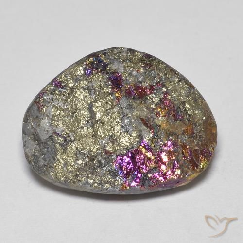 17.60ct Naturale Multicolore Pirite Arcobaleno, Taglio a fantasia, Opaco
