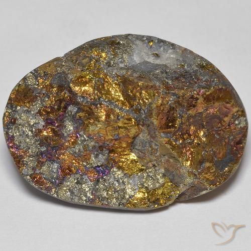 41.69ct Naturale Multicolore Pirite Arcobaleno, Taglio a fantasia, Opaco