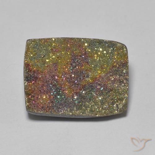 6.51ct Naturale Multicolore Pirite Arcobaleno, Taglio a baguette, Opaco