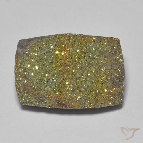 11.13ct Naturale Multicolore Pirite Arcobaleno, Taglio a baguette, Opaco