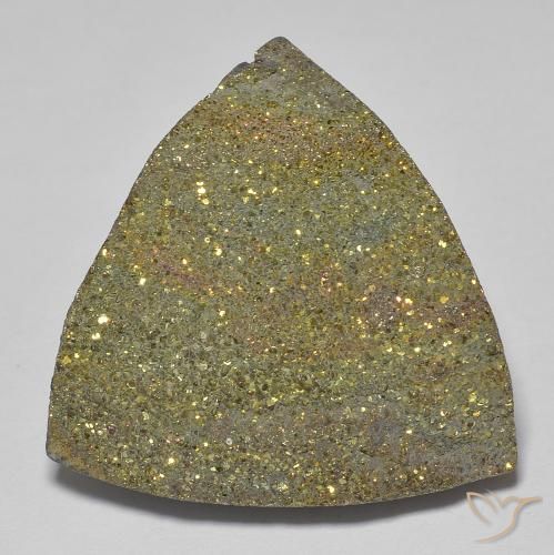 20.89ct Naturale Multicolore Pirite Arcobaleno, Taglio trillion, Opaco