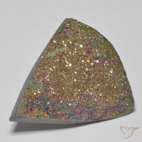 Pirite Arcobaleno Multicolore naturale da 12.38 ct, Taglio trillion, Opaco