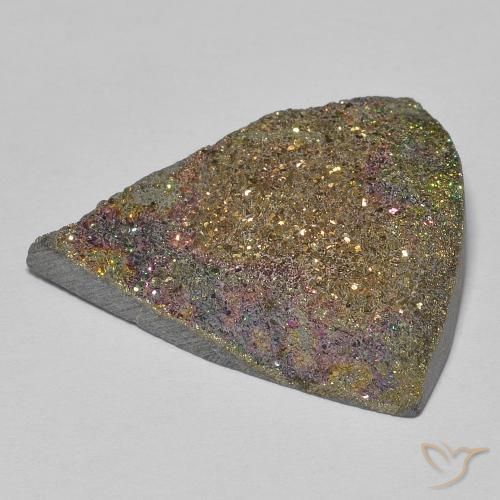 Pirite Arcobaleno Multicolore naturale da 12.38 ct, Taglio trillion, Opaco