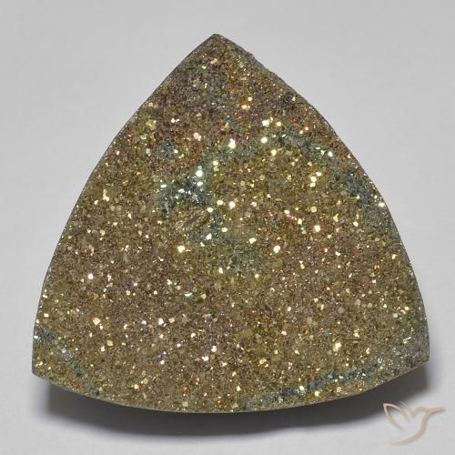 16.94ct Naturale Multicolore Pirite Arcobaleno, Taglio trillion, Opaco