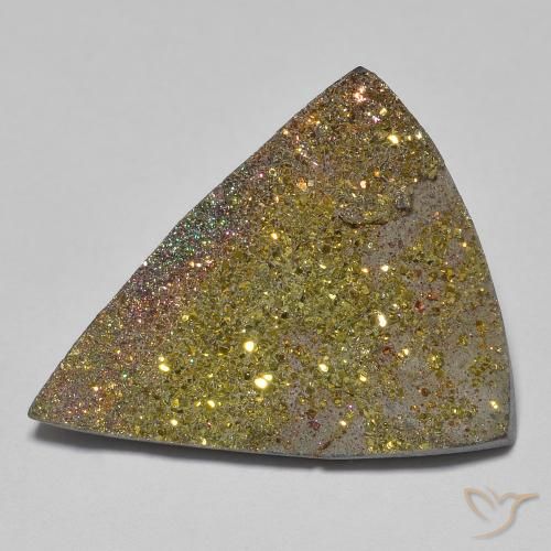 13.27ct Naturale Multicolore Pirite Arcobaleno, Taglio trillion, Opaco