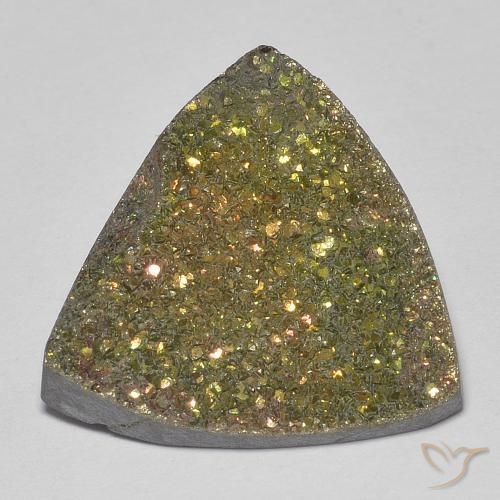 7.70ct Naturale Multicolore Pirite Arcobaleno, Taglio trillion, Opaco
