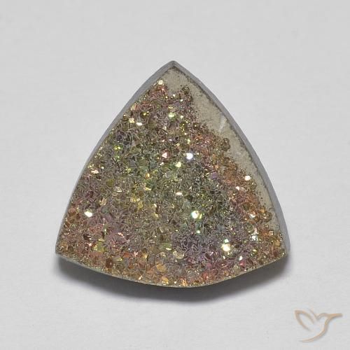 4.47ct Naturale Multicolore Pirite Arcobaleno, Taglio trillion, Opaco