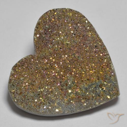 Pirite Arcobaleno Multicolore naturale da 23.12 ct, Cuore, Opaco