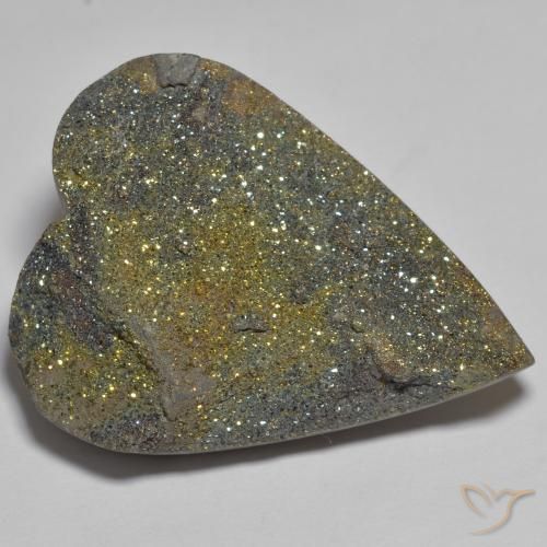 Pirite Arcobaleno Multicolore naturale da 37.39 ct, Cuore, Opaco