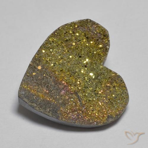 Pirite Arcobaleno Multicolore naturale da 9.02 ct, Cuore, Opaco